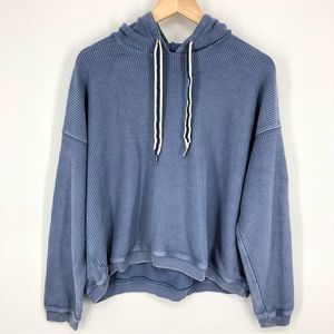Aerie Hoodie Sweatshirt Womens Large Blue Slouchy Oversized Ribbed Lounge